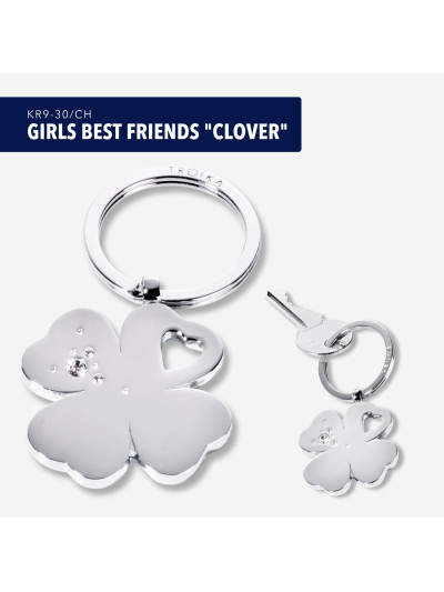 Schlüsselanhänger Kleeblatt mit Swarovski Steinchen