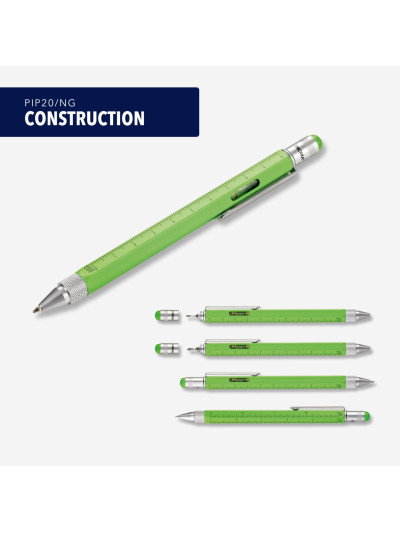 CONSTRUCTION Multitasking Kugelschreiber Grün-Silber
