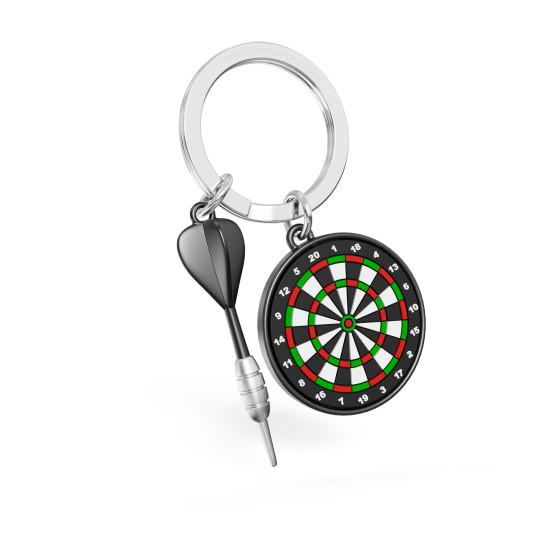 Schlüsselanhänger Dartscheibe mit Pfeil Metallguss