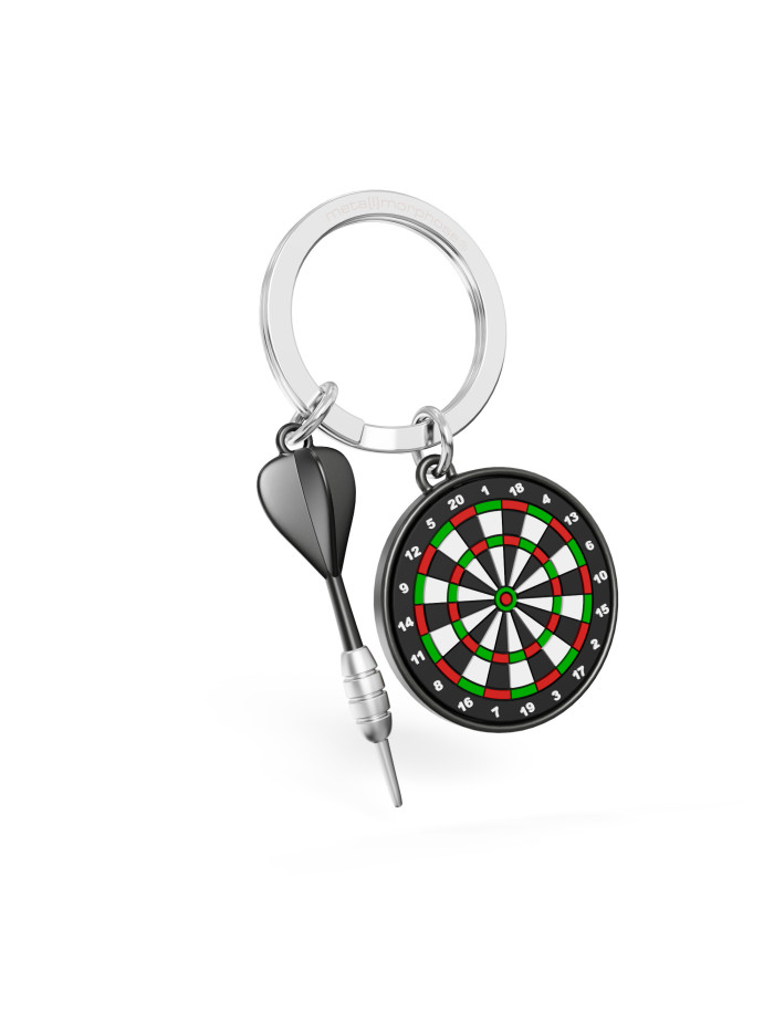 Schlüsselanhänger Dartscheibe mit Pfeil Metallguss
