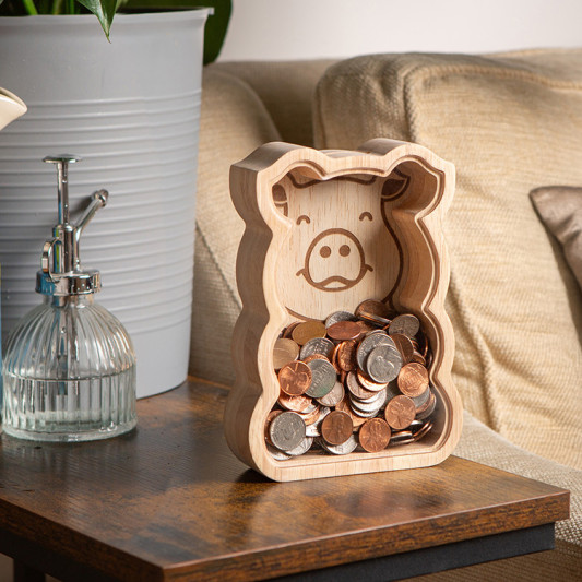 Spardose Holz-Sparschwein "Piggi Bank"