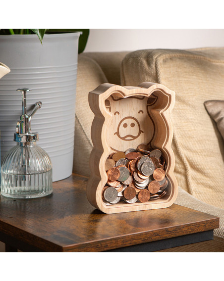 Spardose Holz-Sparschwein "Piggi Bank"