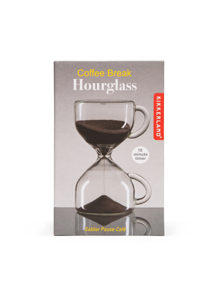 Kaffeepause Sanduhr 15 Minuten Pause, Glas mit Kaffeepulver