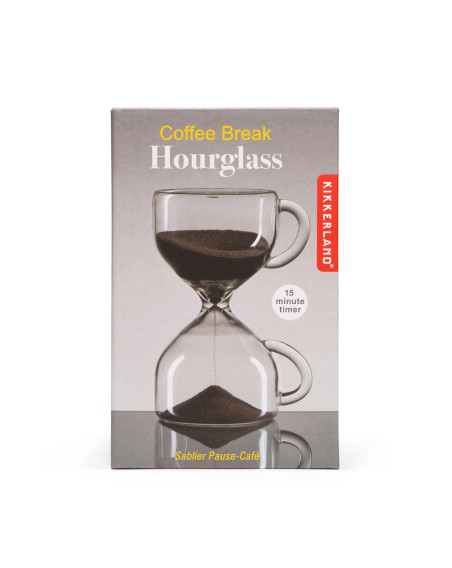 Kaffeepause Sanduhr 15 Minuten Pause, Glas mit Kaffeepulver