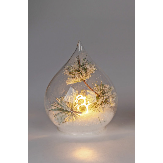 LED Deko Licht Schneemann 16cm, Glastropfen mit Timer