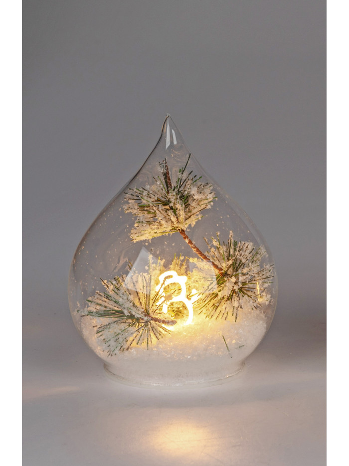 LED Deko Licht Schneemann 16cm, Glastropfen mit Timer