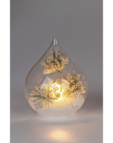 LED Deko Licht Schneemann 16cm, Glastropfen mit Timer