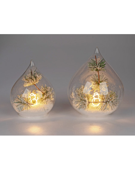 LED Deko Licht Schneemann 18cm, Glastropfen mit Timer