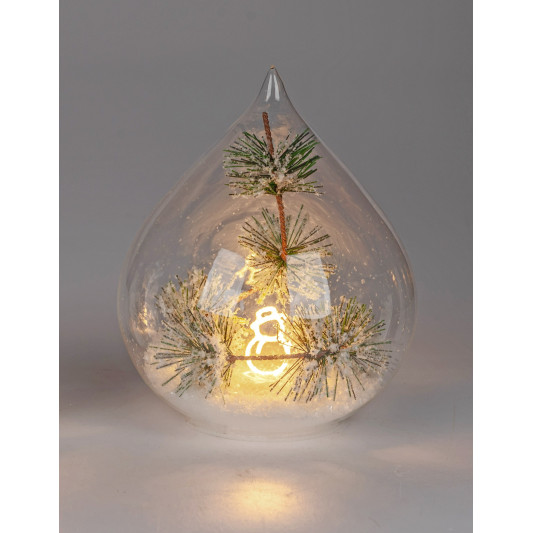 LED Deko Licht Schneemann 18cm, Glastropfen mit Timer