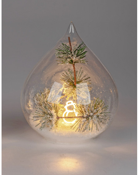 LED Deko Licht Schneemann 18cm, Glastropfen mit Timer