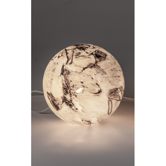 Lampe Marmor, mundgeblasenes Farbglas, braun-creme 24x24cm