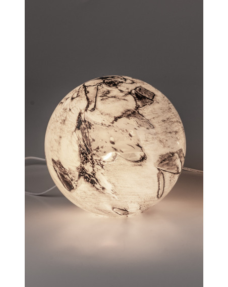 Lampe Marmor, mundgeblasenes Farbglas, braun-creme 24x24cm