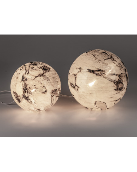 Lampe Marmor, mundgeblasenes Farbglas, braun-creme 29x29cm