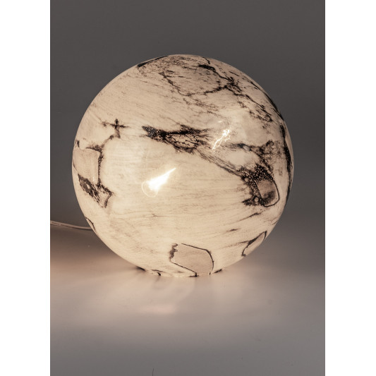 Lampe Marmor, mundgeblasenes Farbglas, braun-creme 29x29cm