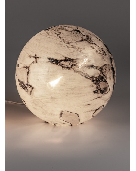 Lampe Marmor, mundgeblasenes Farbglas, braun-creme 29x29cm