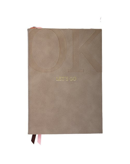 Notizbuch Schreibkladde "OK lets go" Majoie Creme A5 240 Seiten