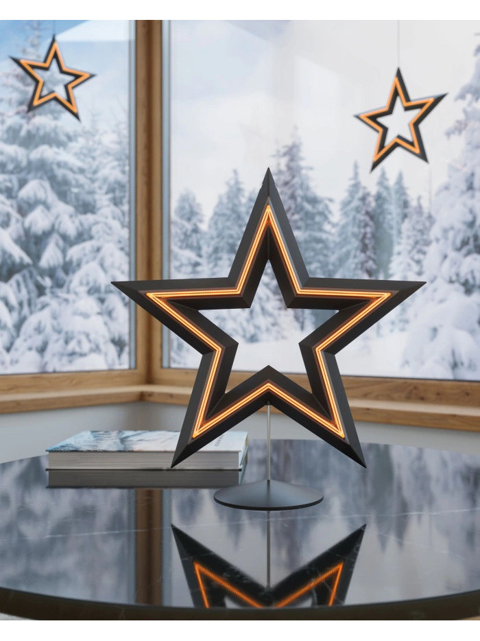 Sompex FREESTAR 29x30cm schwarz Akku-Dekoleuchte Stern, stehend oder hängend