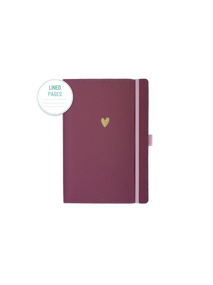 Notizbuch Schreibkladde HERZ Beere Majoie, Slim Line A5 144 Seiten