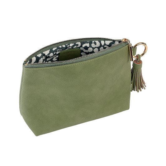 Kosmetiktasche Majoie Leder-Optik Salbei 21x14x8cm