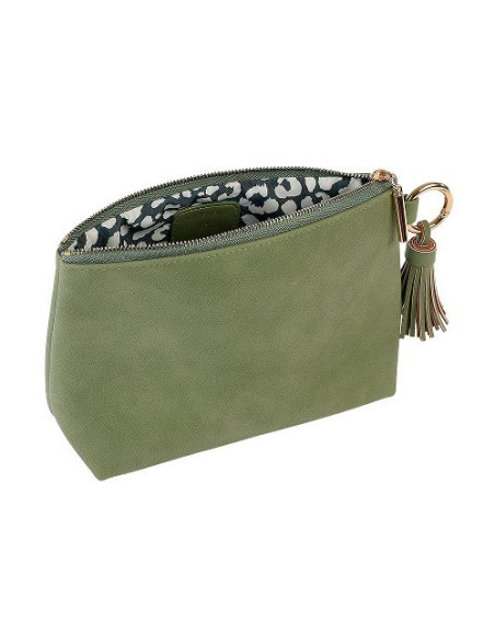 Kosmetiktasche Majoie Leder-Optik Salbei 21x14x8cm