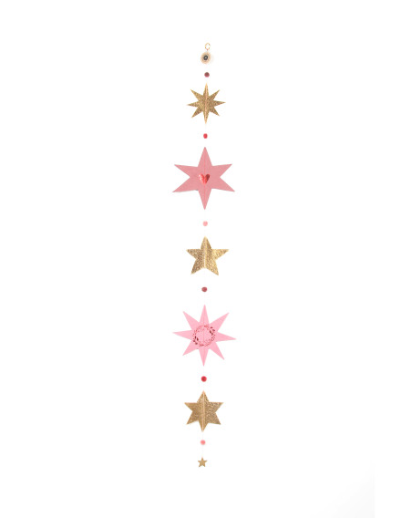 Sternenkette Girlande Rot-Gold 120mm Foliendruck auf Karton