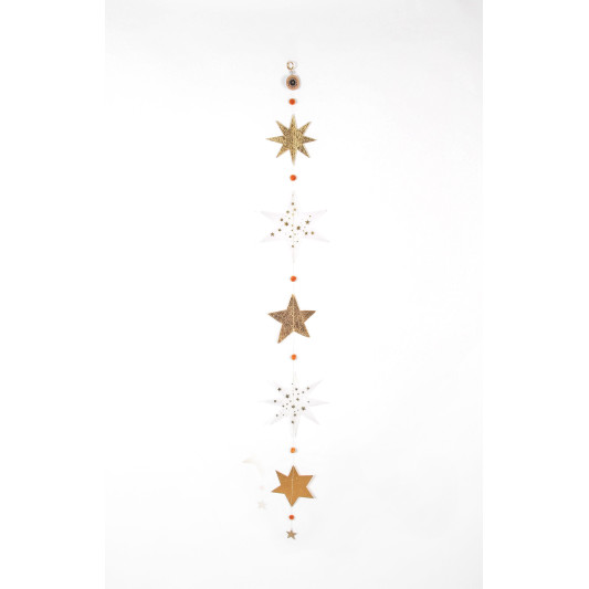 Sternenkette Girlande Transparent-Gold 120mm Foliendruck auf Karton