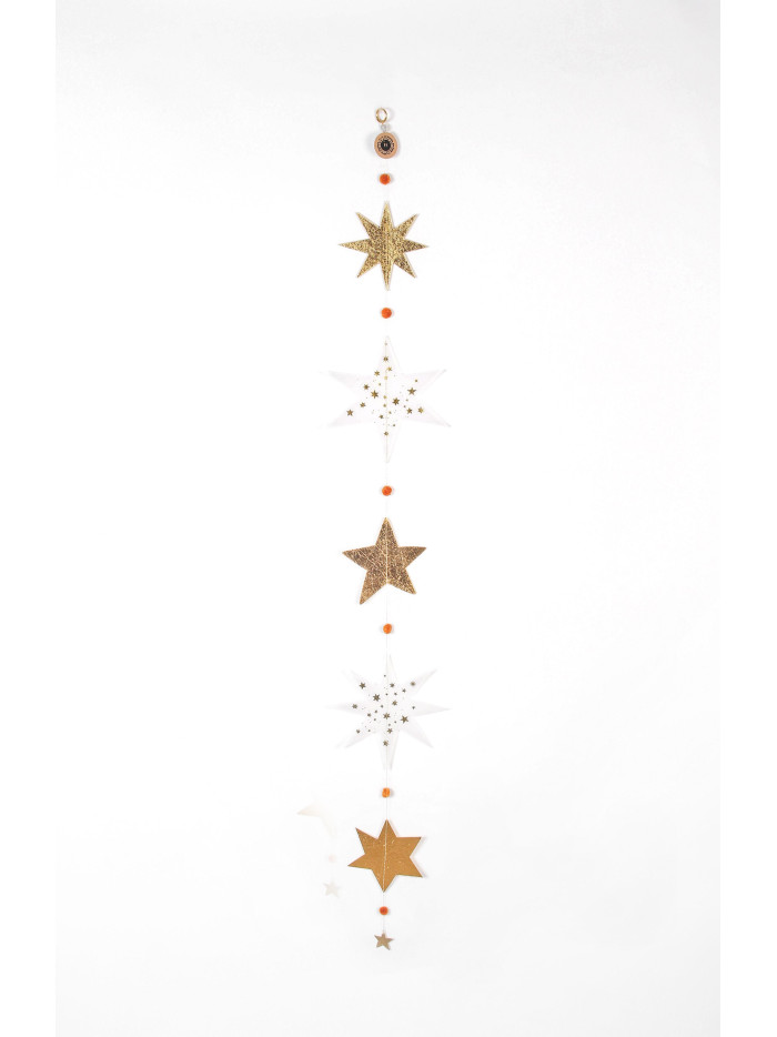Sternenkette Girlande Transparent-Gold 120mm Foliendruck auf Karton