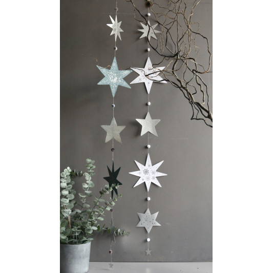 Sternenkette Girlande Transparent-Silber 120mm Foliendruck auf Karton