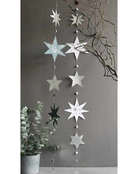 Sternenkette Girlande Transparent-Silber 120mm Foliendruck auf Karton