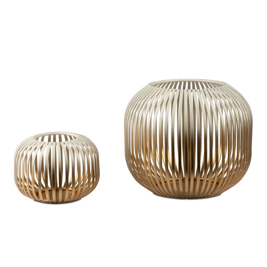 Windlicht Wili Kerzenleuchter Stäbe, Metall Creme-Gold matt 14cm