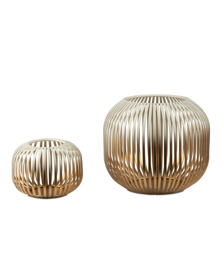 Windlicht Wili Kerzenleuchter Stäbe, Metall Creme-Gold matt 20cm