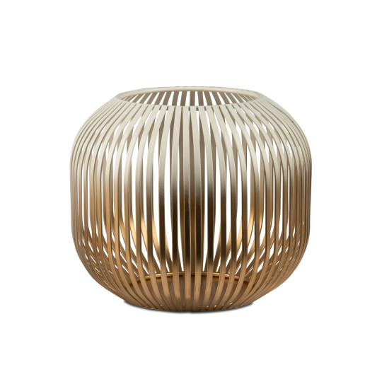 Windlicht Wili Kerzenleuchter Stäbe, Metall Creme-Gold matt 20cm
