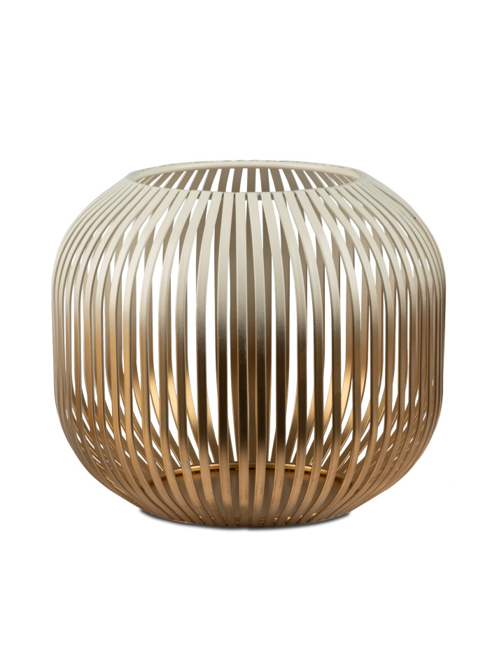 Windlicht Wili Kerzenleuchter Stäbe, Metall Creme-Gold matt 20cm