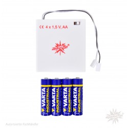 Batteriehalter weiß,  passend für Herrnhuter Sterne, mit 6h Timerfunktion, incl. 4 x Varta Batterien AA