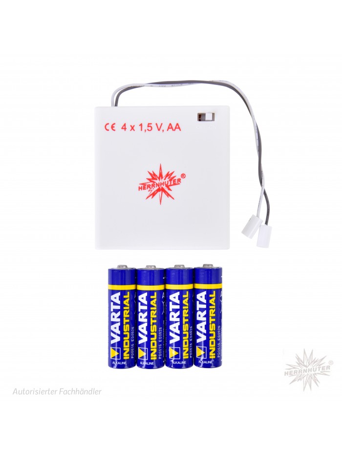 Batteriehalter weiß,  passend für Herrnhuter Sterne, mit 6h Timerfunktion, incl. 4 x Varta Batterien AA
