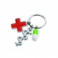 GET WELL - Schlüsselanhänger Äskulapstab, rotes Kreuz, Pille