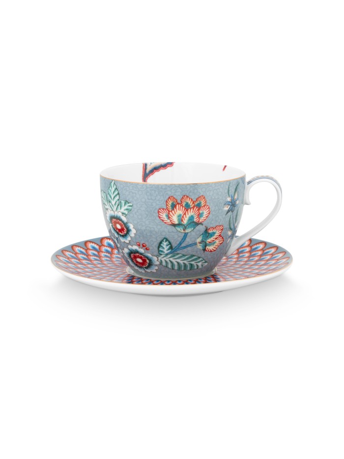 Flower Festival, Tasse & Untertasse, 280ml, hellblau