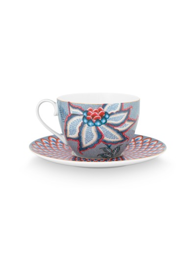 Flower Festival, Tasse & Untertasse, 280ml, hellblau