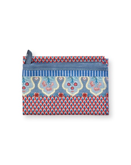 Flower Festival Scallop, Geschirrtuch, 50x70cm, blau-rot