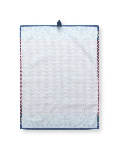 Flower Festival Scallop, Geschirrtuch, 50x70cm, blau-rot