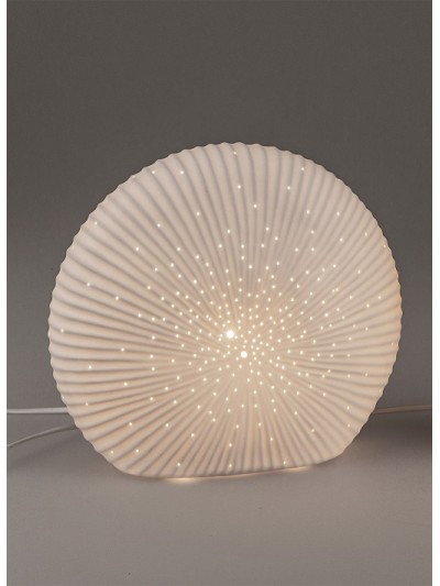 Lampe Tischlampe Oval aus Porzellan, 30x26x10 cm, weiß