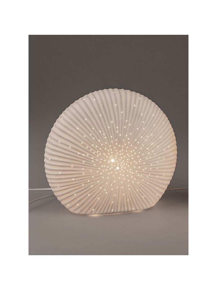 Lampe Tischlampe Oval aus Porzellan, 30x26x10 cm, weiß Lampe Tischlampe Oval aus Porzellan, 30x26x10 cm, weiß