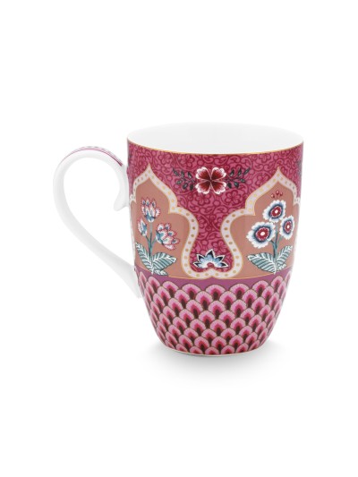 Flower Festival Scallop Deco, Tasse, 350ml, dunkelpink