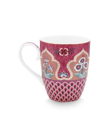 Flower Festival Scallop Deco, Tasse, 350ml, dunkelpink