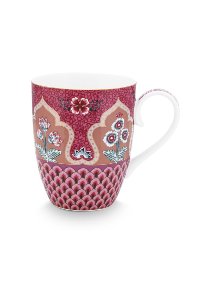 Flower Festival Scallop Deco, Tasse, 350ml, dunkelpink