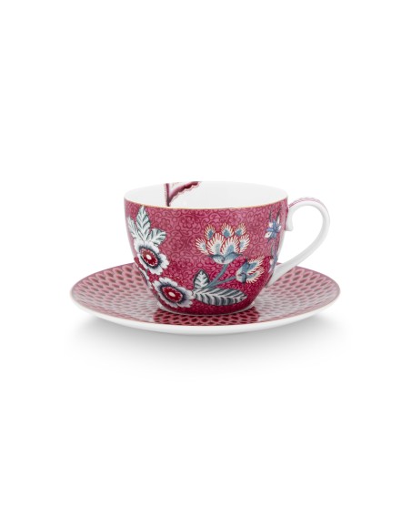 Flower Festival, Tasse & Untertasse, 280ml, dunkelpink