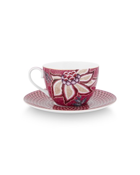 Flower Festival, Tasse & Untertasse, 280ml, dunkelpink