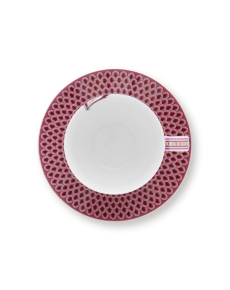 Flower Festival, Tasse & Untertasse, 280ml, dunkelpink