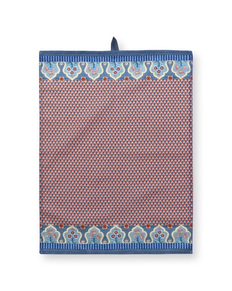 Flower Festival Scallop, Geschirrtuch, 50x70cm, blau-rot
