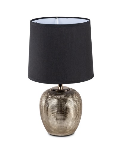 Tisch - Lampe Höhe 36 cm Antik Gold mit schwarzem Schirm